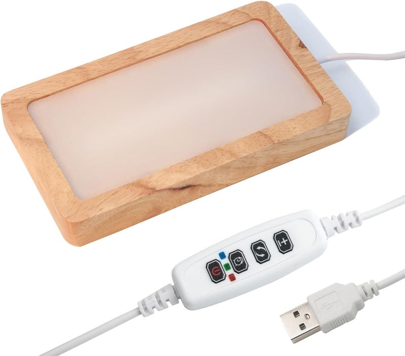 Bituulor Rectangle LED Light Base with Timer & Adjustable Brightness - Wood Display Stand for Glass Art,Crystal Display,6 inch - Image 1